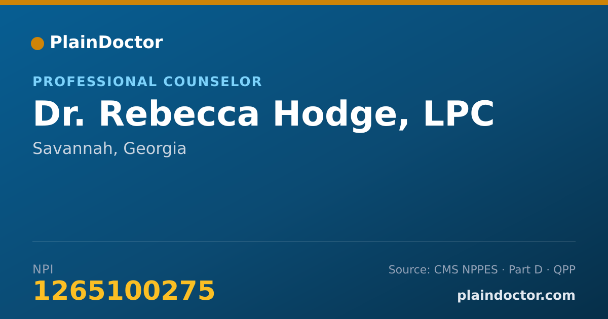 Shareable card for Rebecca Hodge, LPC - Professional Counselor, Savannah, GA