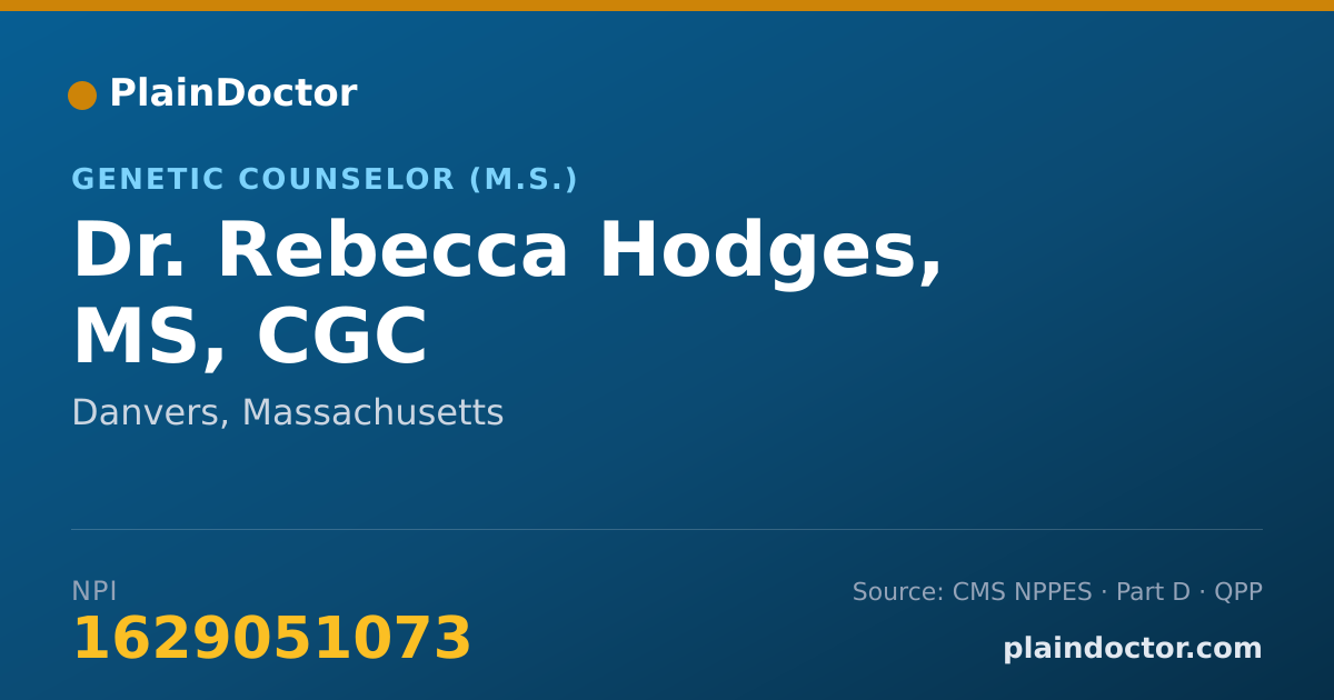 Shareable card for Rebecca Hodges, MS, CGC - Genetic Counselor (M.S.), Danvers, MA