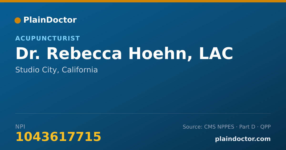 Shareable card for Rebecca Hoehn, LAC - Acupuncturist, Studio City, CA