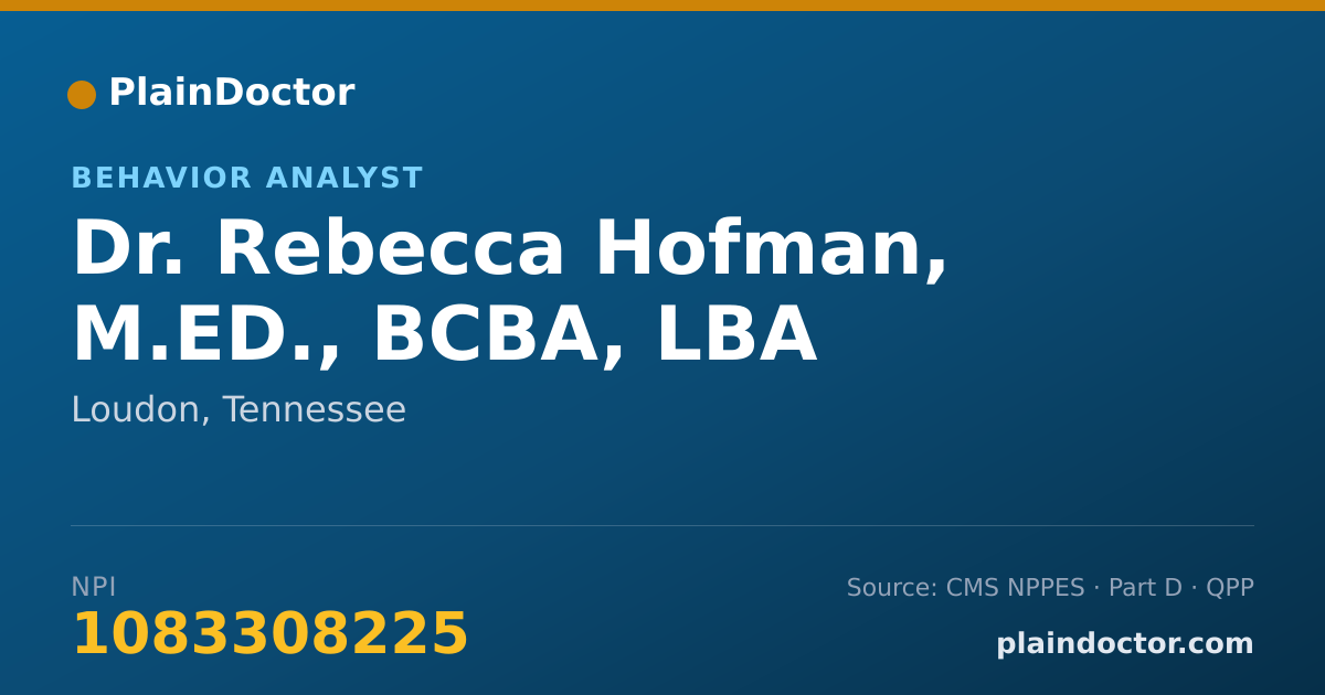 Shareable card for Rebecca Hofman, M.ED., BCBA, LBA - Behavior Analyst, Loudon, TN