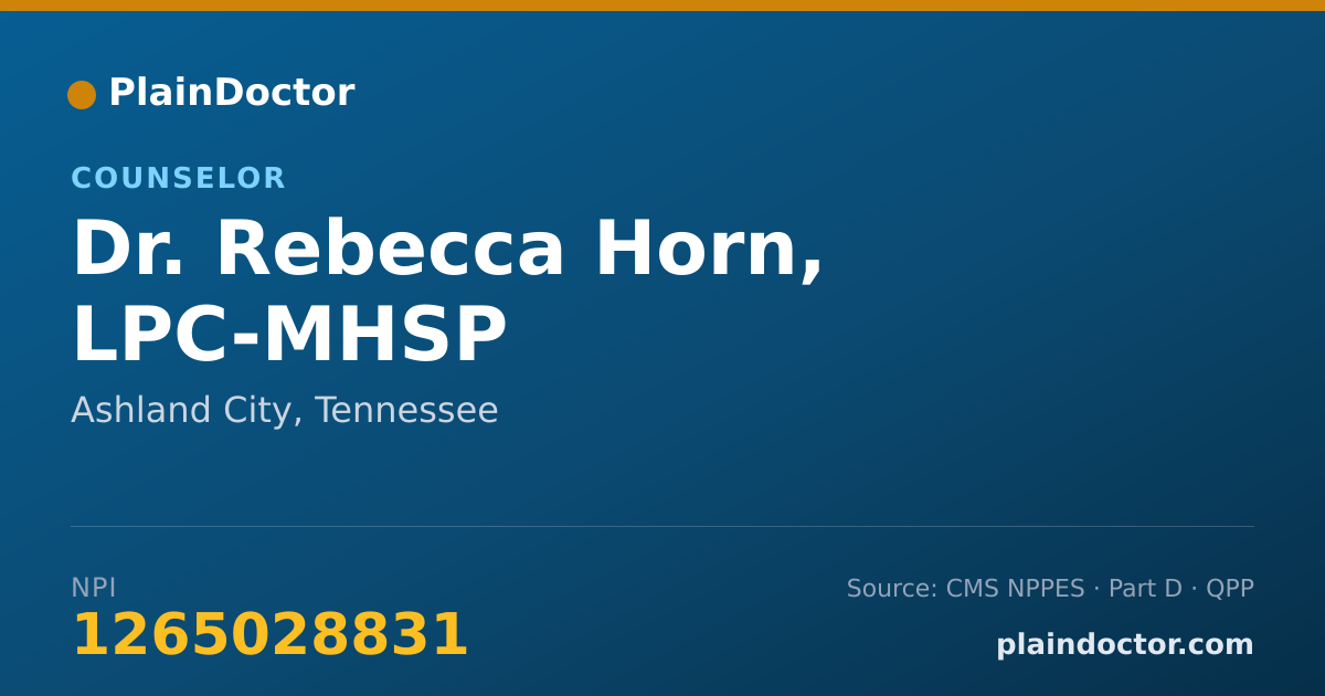Shareable card for Rebecca Horn, LPC-MHSP - Counselor, Ashland City, TN