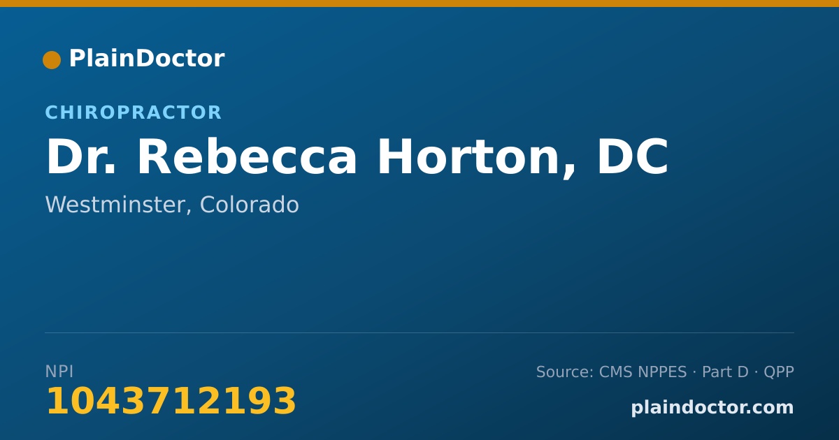 Shareable card for Rebecca Horton, DC - Chiropractor, Westminster, CO