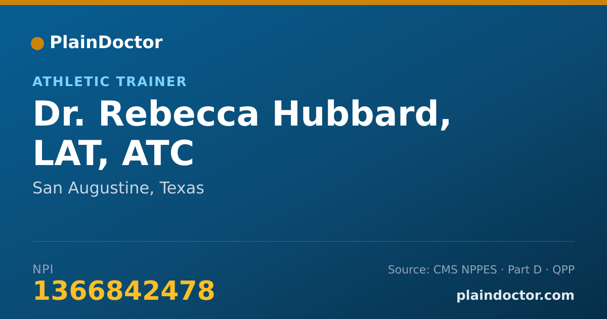 Shareable card for Rebecca Hubbard, LAT, ATC - Athletic Trainer, San Augustine, TX