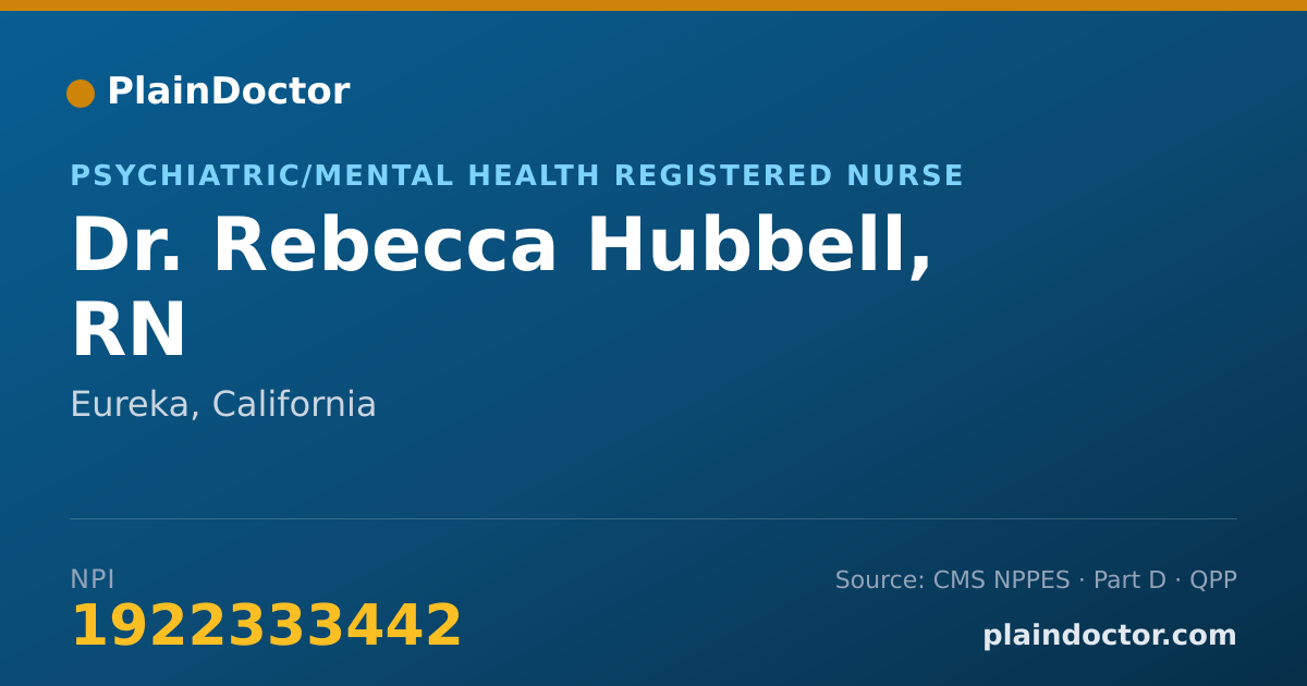 Shareable card for Rebecca Hubbell, RN - Psychiatric/Mental Health Registered Nurse, Eureka, CA