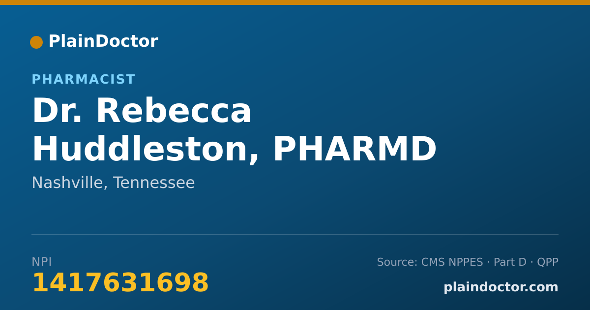Shareable card for Rebecca Huddleston, PHARMD - Pharmacist, Nashville, TN
