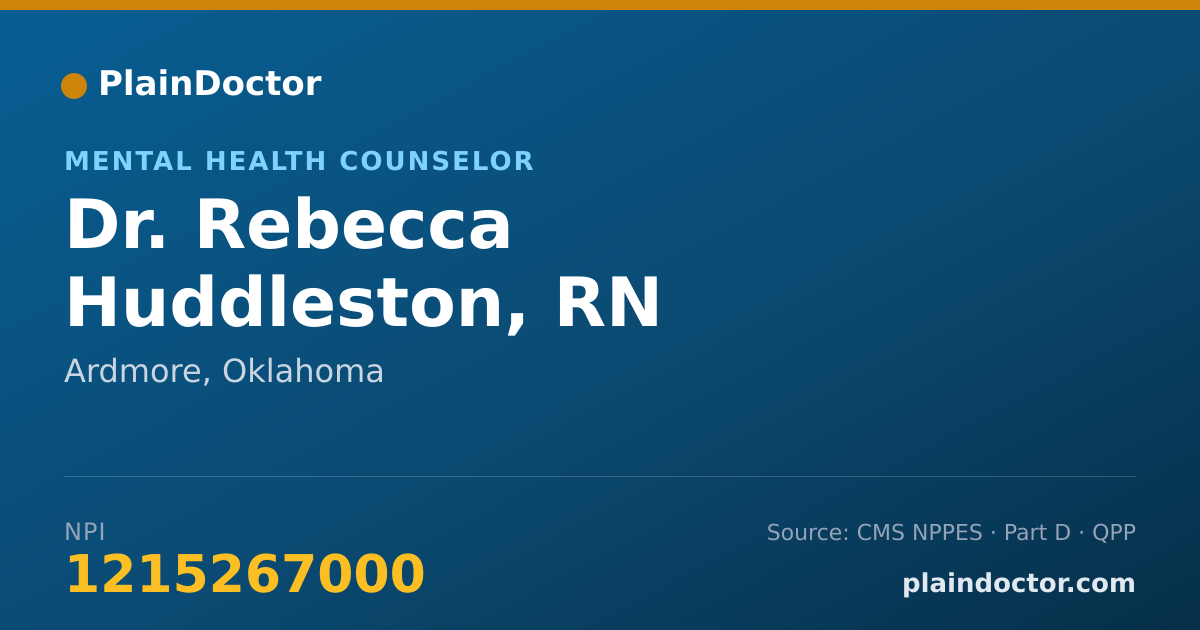 Shareable card for Rebecca Huddleston, RN - Mental Health Counselor, Ardmore, OK