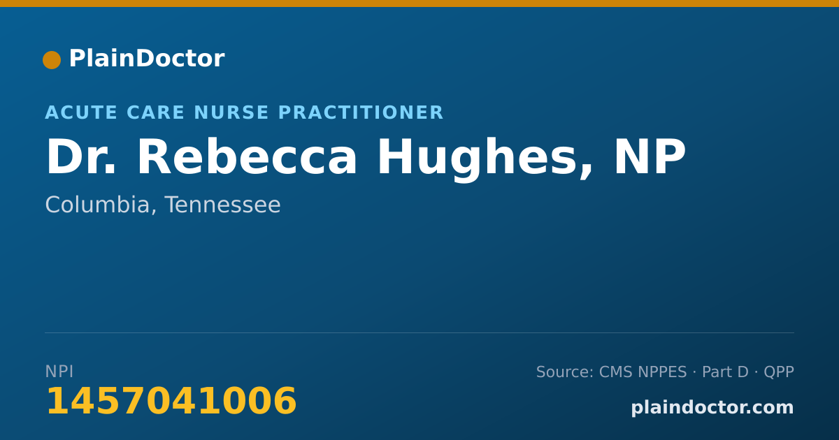 Shareable card for Rebecca Hughes, NP - Acute Care Nurse Practitioner, Columbia, TN
