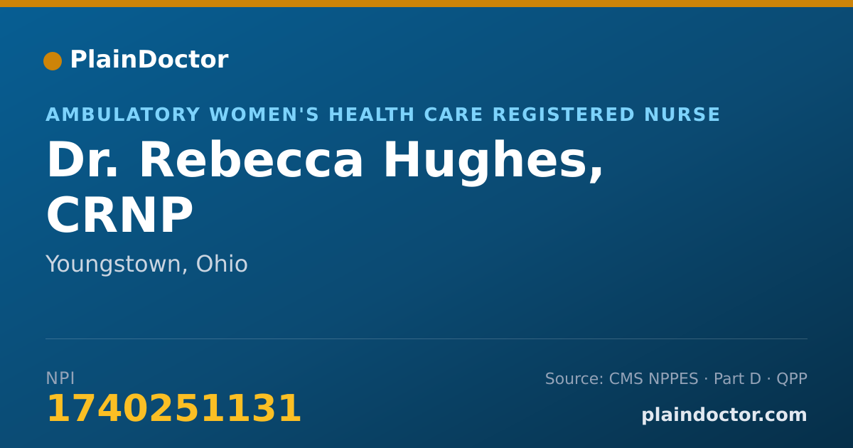 Shareable card for Rebecca Hughes, CRNP - Ambulatory Women's Health Care Registered Nurse, Youngstown, OH