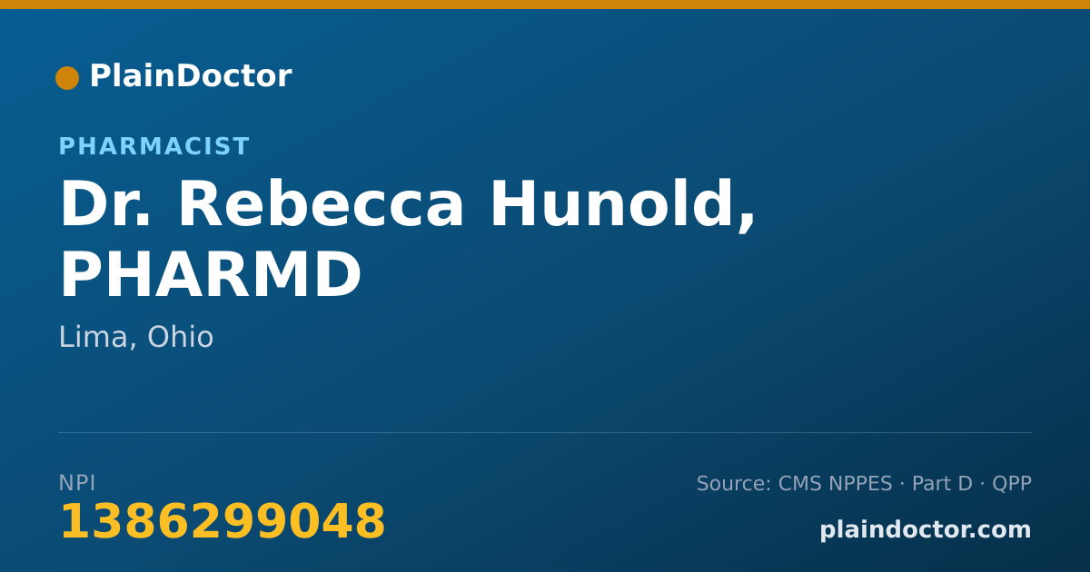 Shareable card for Rebecca Hunold, PHARMD - Pharmacist, Lima, OH