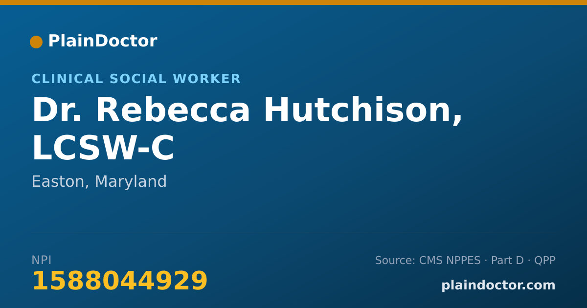 Shareable card for Rebecca Hutchison, LCSW-C - Clinical Social Worker, Easton, MD