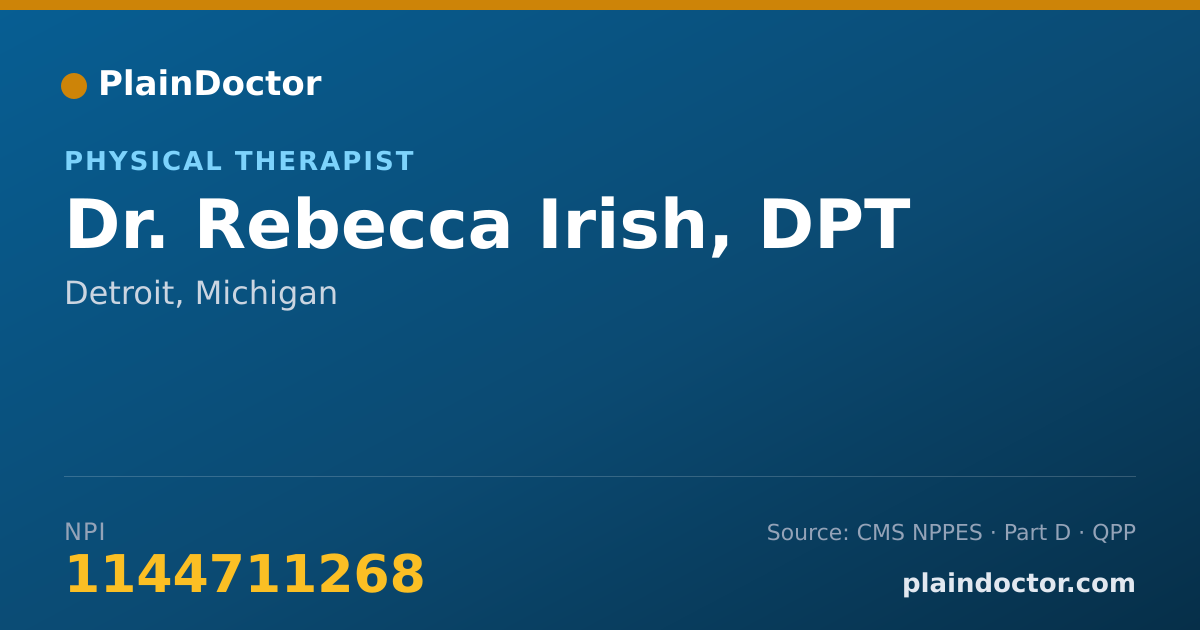 Shareable card for Rebecca Irish, DPT - Physical Therapist, Detroit, MI