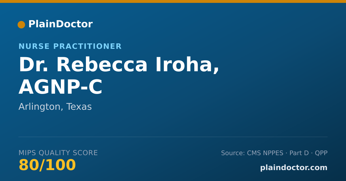 Shareable card for Rebecca Iroha, AGNP-C - Nurse Practitioner, Arlington, TX