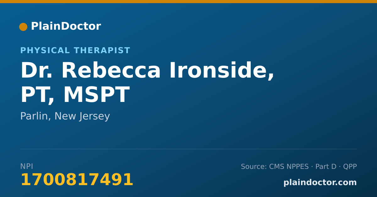 Shareable card for Rebecca Ironside, PT, MSPT - Physical Therapist, Parlin, NJ