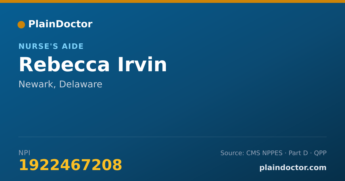 Shareable card for Rebecca Irvin - Nurse's Aide, Newark, DE