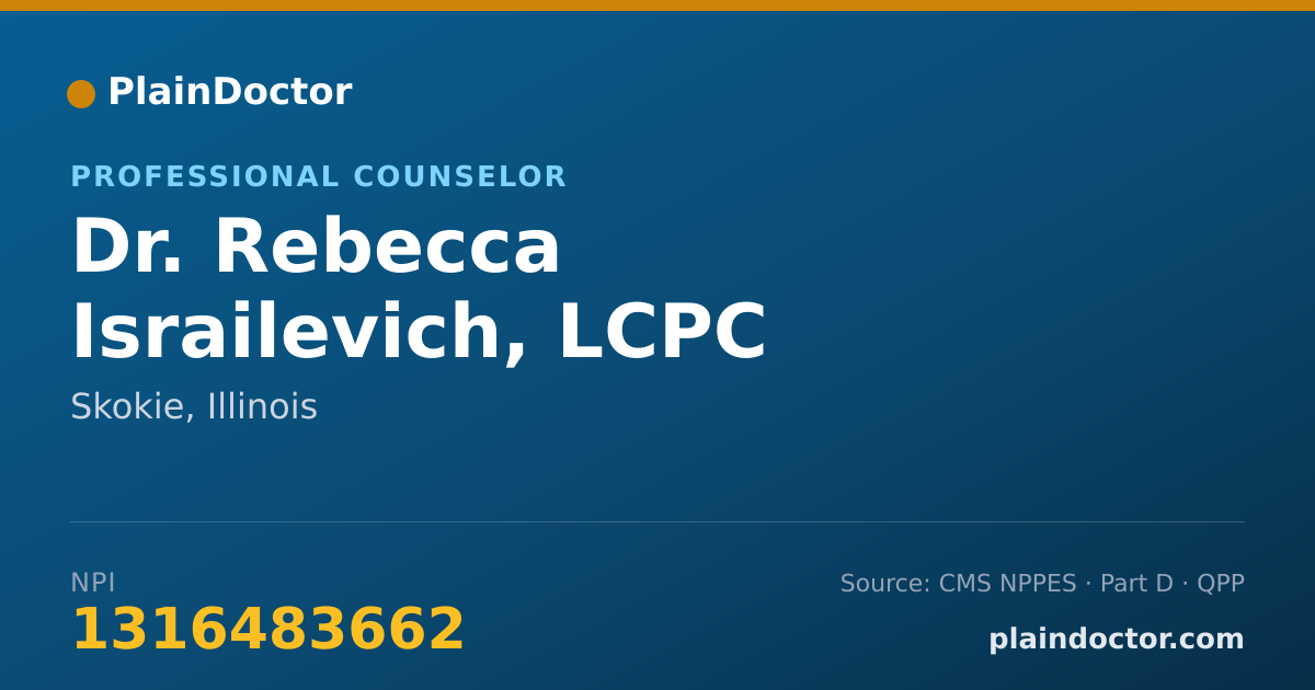 Shareable card for Rebecca Israilevich, LCPC - Professional Counselor, Skokie, IL