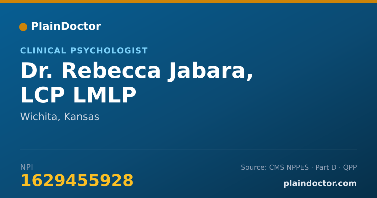 Shareable card for Rebecca Jabara, LCP LMLP - Clinical Psychologist, Wichita, KS