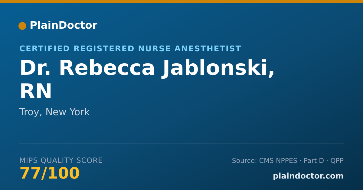 Shareable card for Rebecca Jablonski, RN - Certified Registered Nurse Anesthetist, Troy, NY