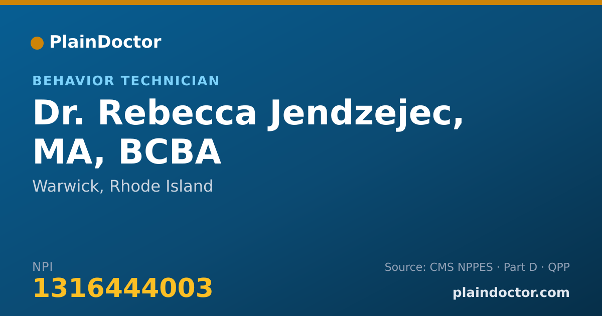 Shareable card for Rebecca Jendzejec, MA, BCBA - Behavior Technician, Warwick, RI