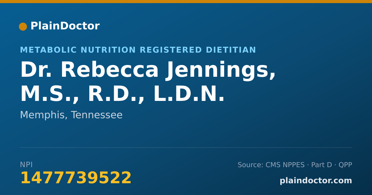 Shareable card for Rebecca Jennings, M.S., R.D., L.D.N. - Metabolic Nutrition Registered Dietitian, Memphis, TN
