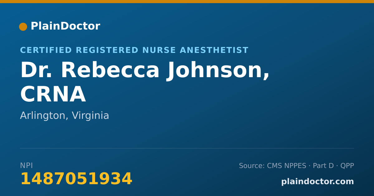 Shareable card for Rebecca Johnson, CRNA - Certified Registered Nurse Anesthetist, Arlington, VA