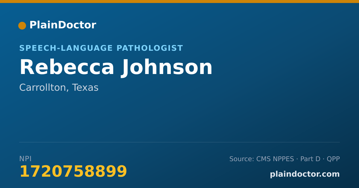 Shareable card for Rebecca Johnson - Speech-Language Pathologist, Carrollton, TX