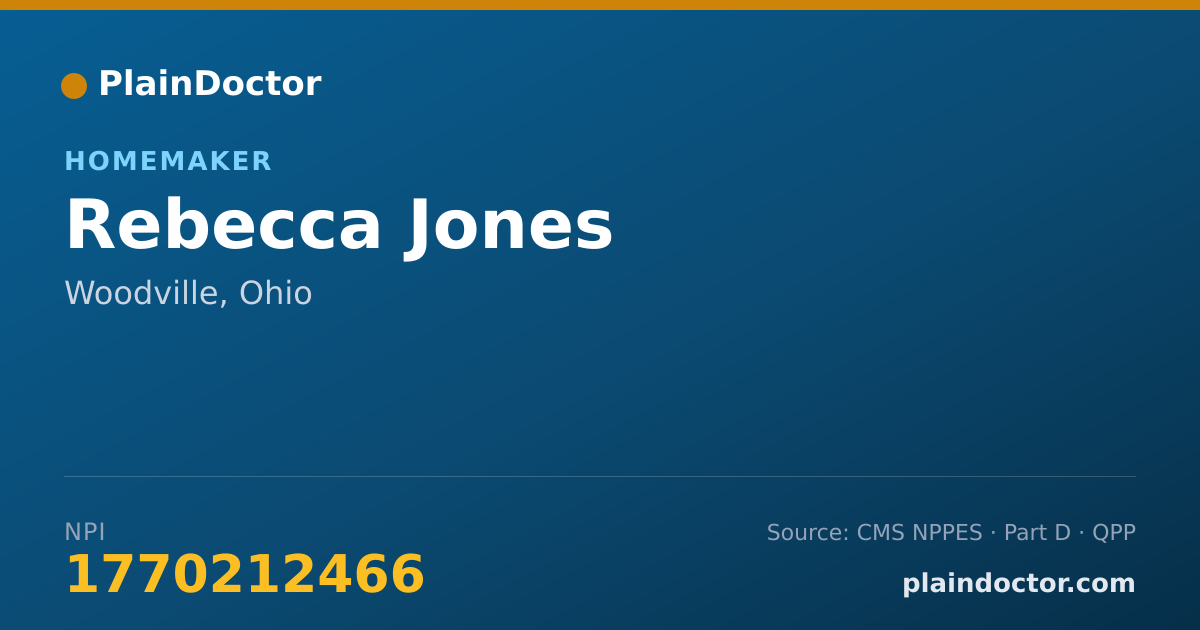 Shareable card for Rebecca Jones - Homemaker, Woodville, OH