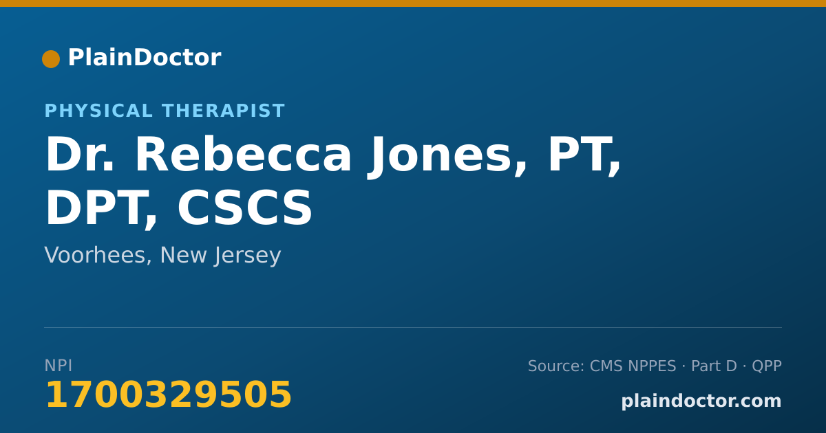 Shareable card for Rebecca Jones, PT, DPT, CSCS - Physical Therapist, Voorhees, NJ