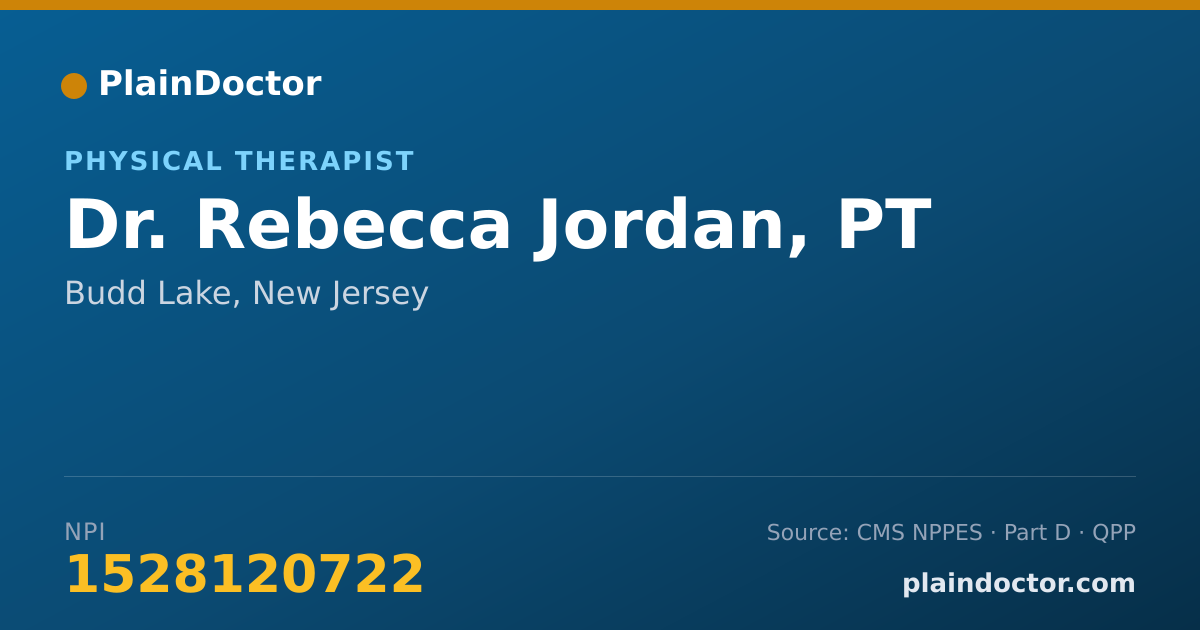 Shareable card for Rebecca Jordan, PT - Physical Therapist, Budd Lake, NJ
