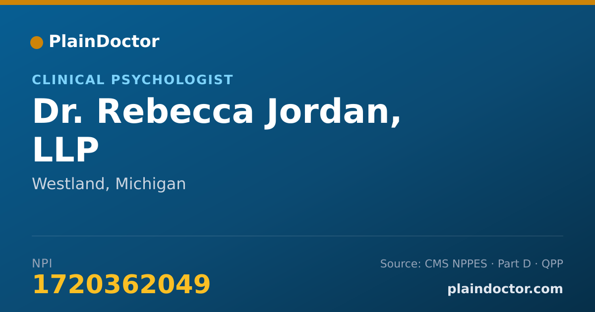 Shareable card for Rebecca Jordan, LLP - Clinical Psychologist, Westland, MI