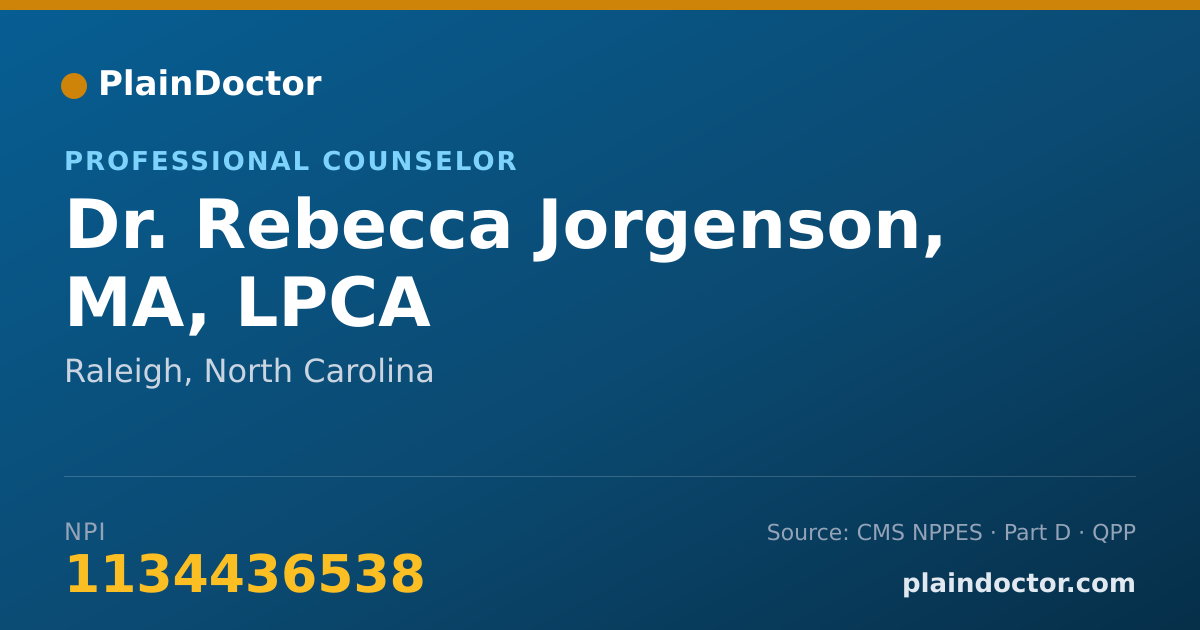 Shareable card for Rebecca Jorgenson, MA, LPCA - Professional Counselor, Raleigh, NC