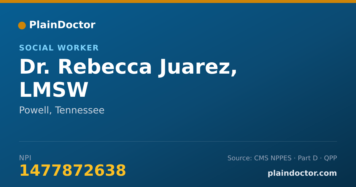Shareable card for Rebecca Juarez, LMSW - Social Worker, Powell, TN