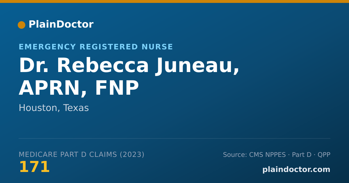 Shareable card for Rebecca Juneau, APRN, FNP - Emergency Registered Nurse, Houston, TX