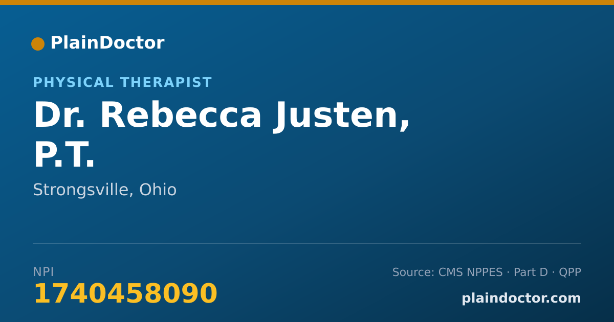 Shareable card for Rebecca Justen, P.T. - Physical Therapist, Strongsville, OH