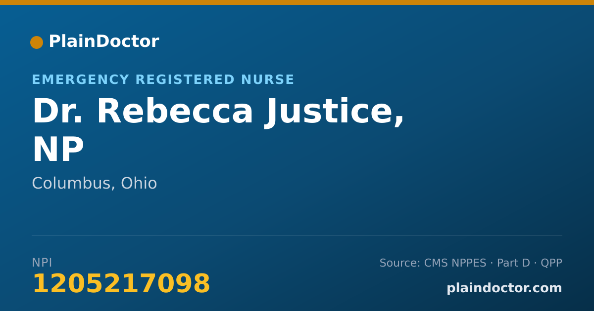 Shareable card for Rebecca Justice, NP - Emergency Registered Nurse, Columbus, OH