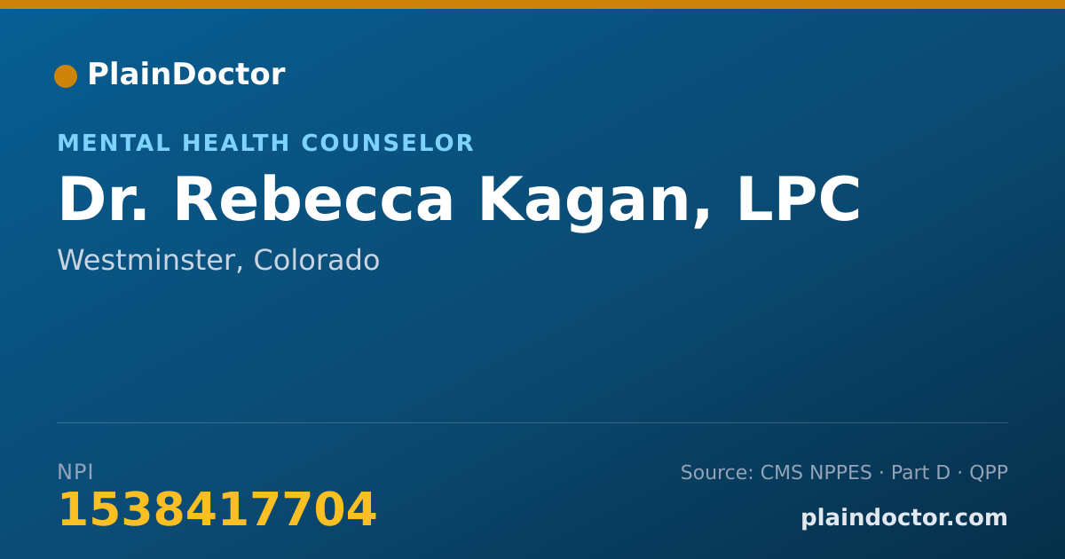 Shareable card for Rebecca Kagan, LPC - Mental Health Counselor, Westminster, CO