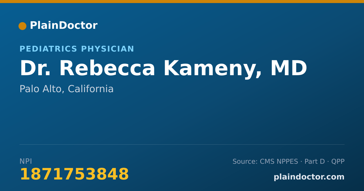 Shareable card for Rebecca Kameny, MD - Pediatrics Physician, Palo Alto, CA