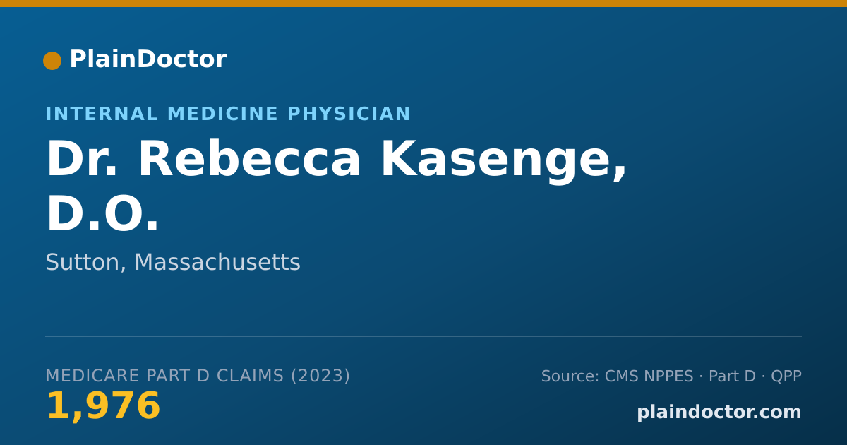 Shareable card for Rebecca Kasenge, D.O. - Internal Medicine Physician, Sutton, MA
