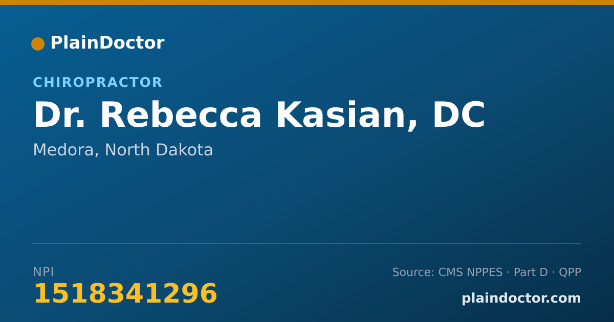 Shareable card for Rebecca Kasian, DC - Chiropractor, Medora, ND