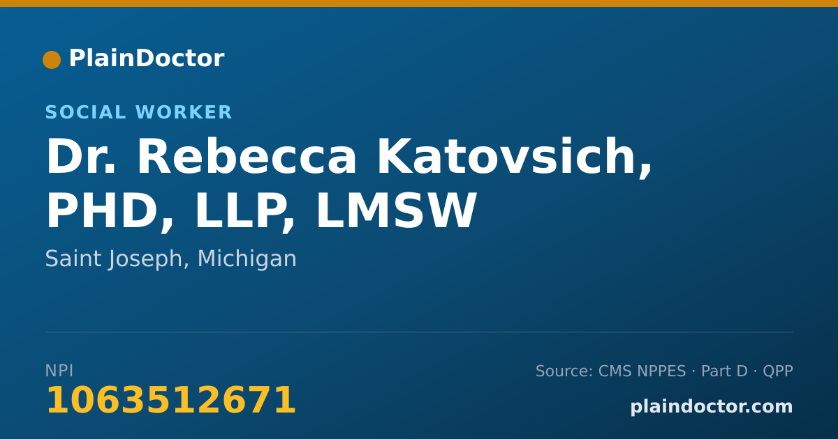 Shareable card for Rebecca Katovsich, PHD, LLP, LMSW - Social Worker, Saint Joseph, MI