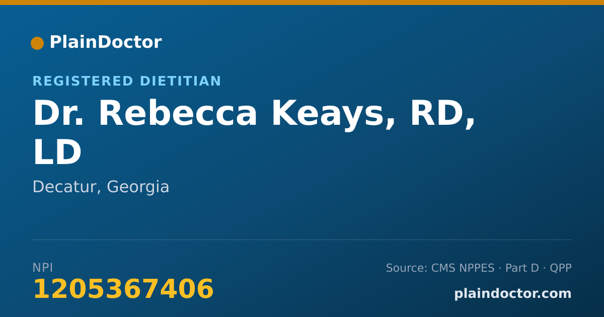 Shareable card for Rebecca Keays, RD, LD - Registered Dietitian, Decatur, GA