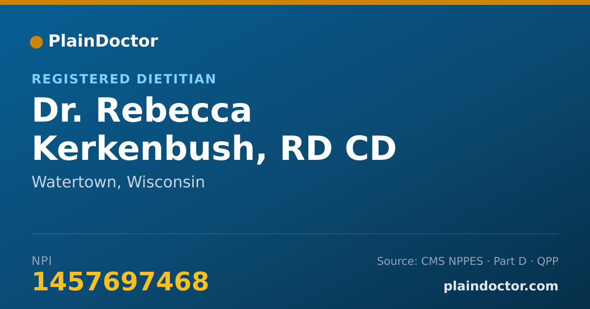 Shareable card for Rebecca Kerkenbush, RD CD - Registered Dietitian, Watertown, WI