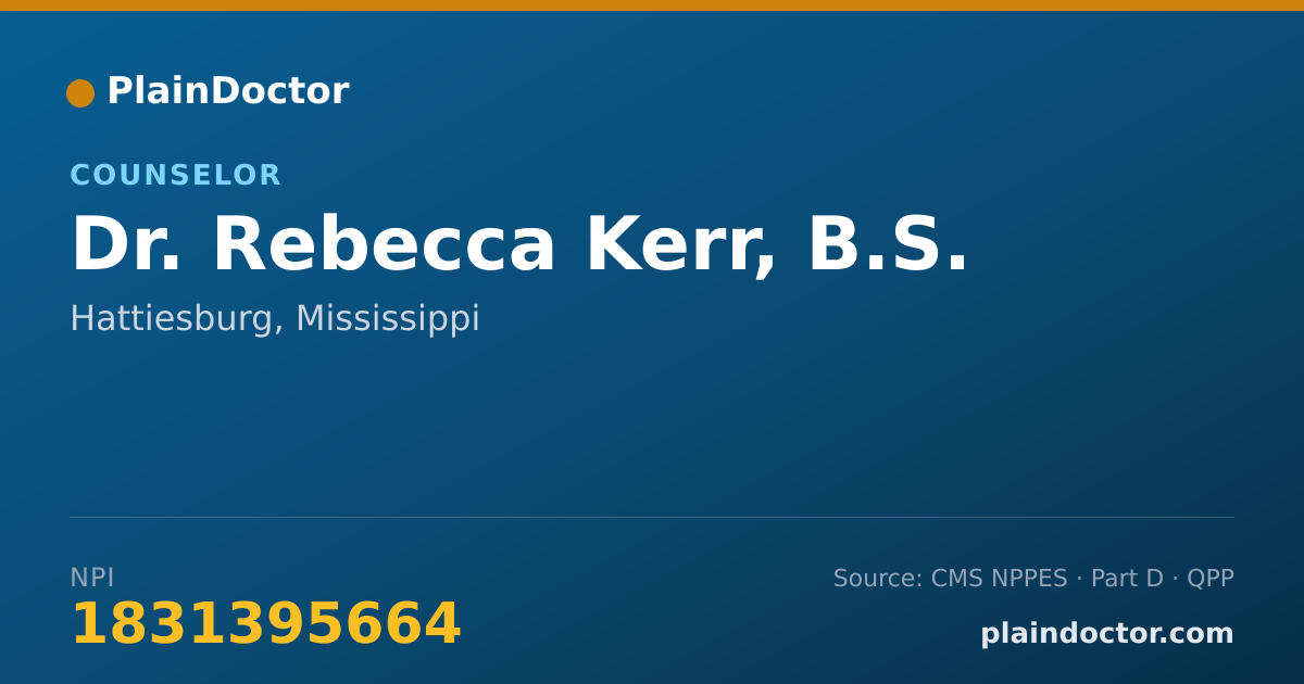 Shareable card for Rebecca Kerr, B.S. - Counselor, Hattiesburg, MS