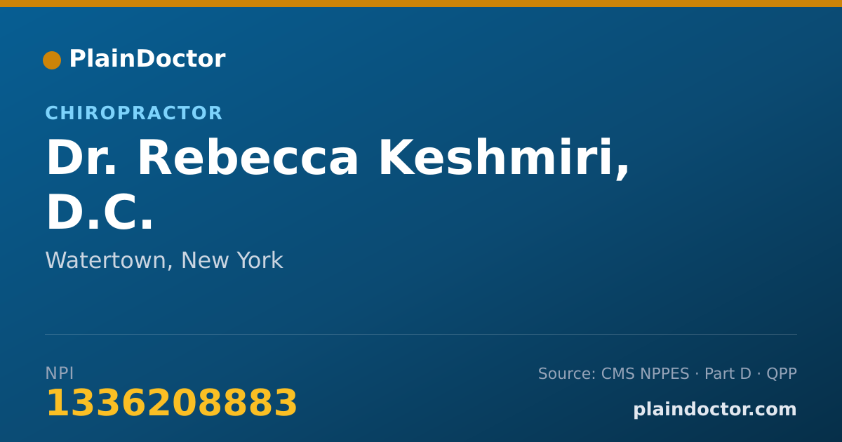 Shareable card for Rebecca Keshmiri, D.C. - Chiropractor, Watertown, NY