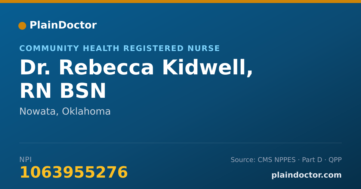 Shareable card for Rebecca Kidwell, RN BSN - Community Health Registered Nurse, Nowata, OK