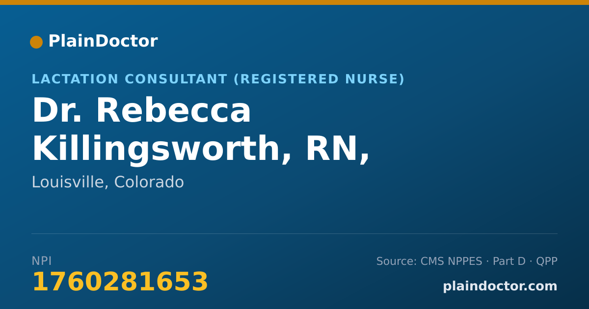 Shareable card for Rebecca Killingsworth, RN, IBCLC - Lactation Consultant (Registered Nurse), Louisville, CO
