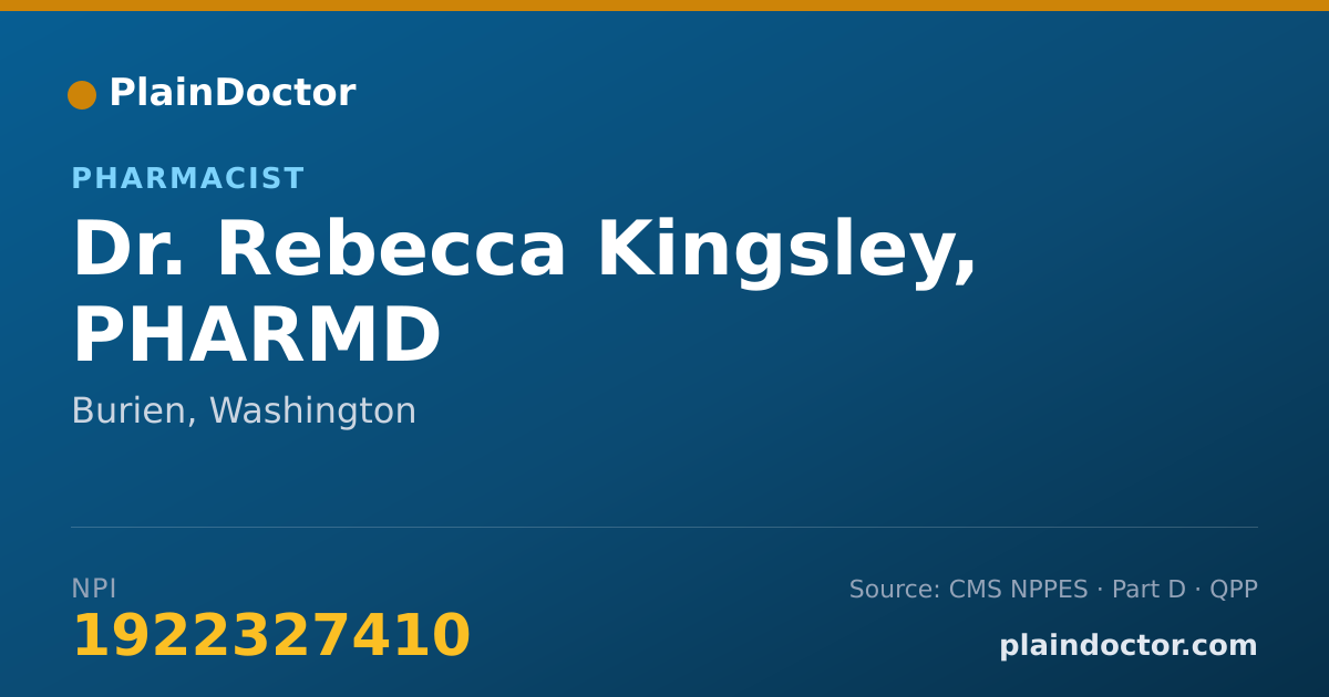 Shareable card for Rebecca Kingsley, PHARMD - Pharmacist, Burien, WA