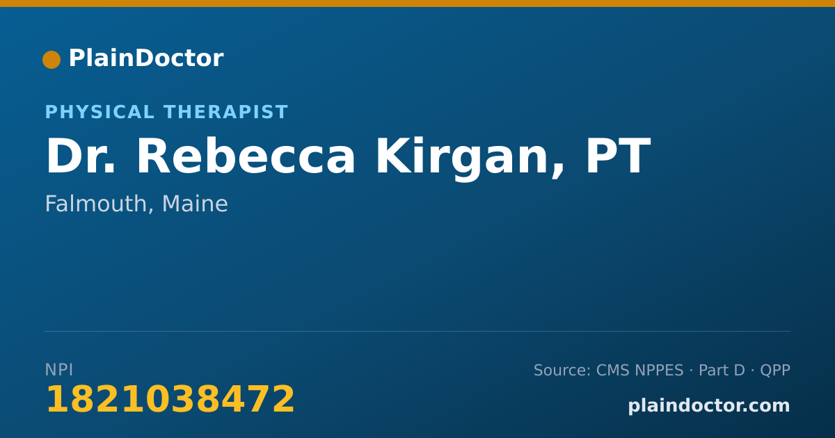 Shareable card for Rebecca Kirgan, PT - Physical Therapist, Falmouth, ME