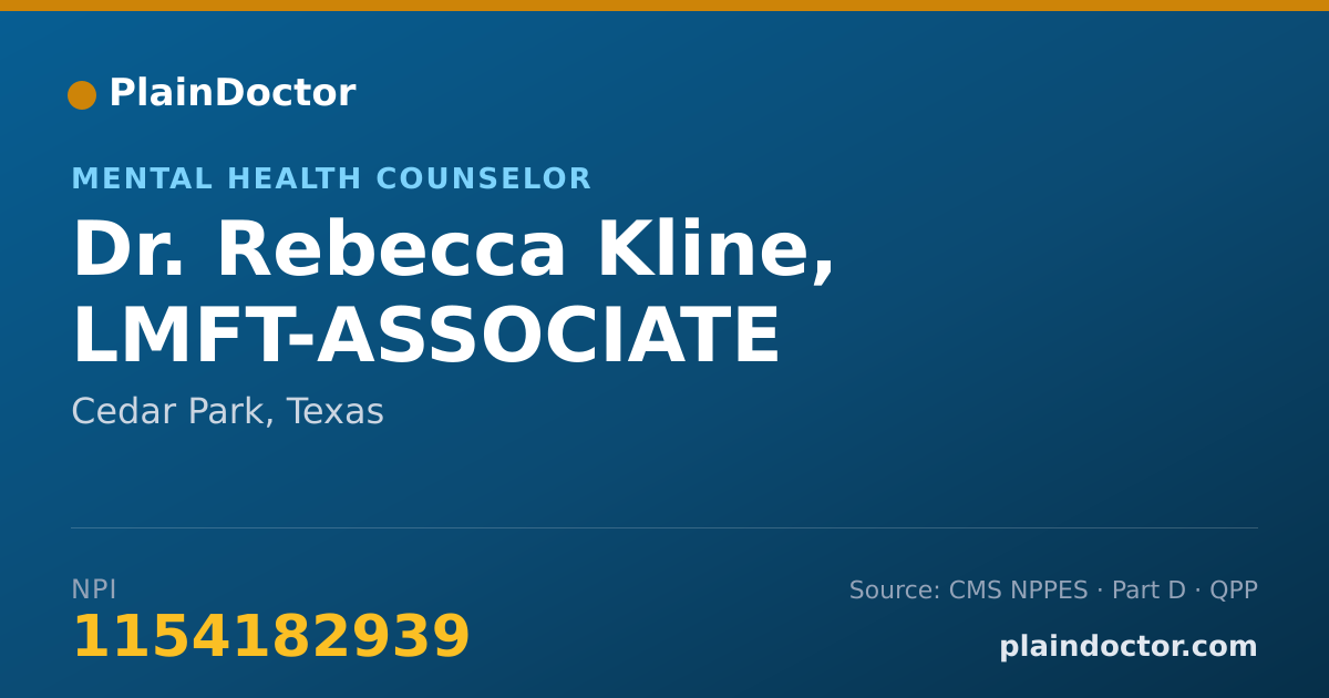 Shareable card for Rebecca Kline, LMFT-ASSOCIATE - Mental Health Counselor, Cedar Park, TX
