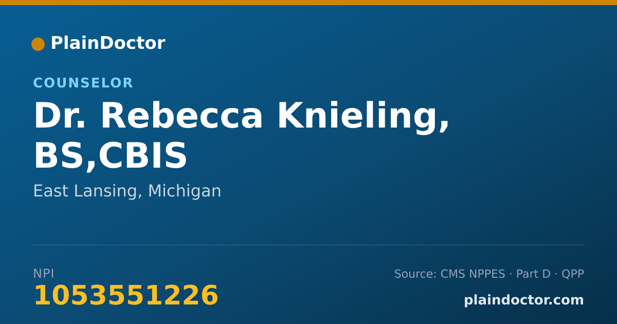 Shareable card for Rebecca Knieling, BS,CBIS - Counselor, East Lansing, MI