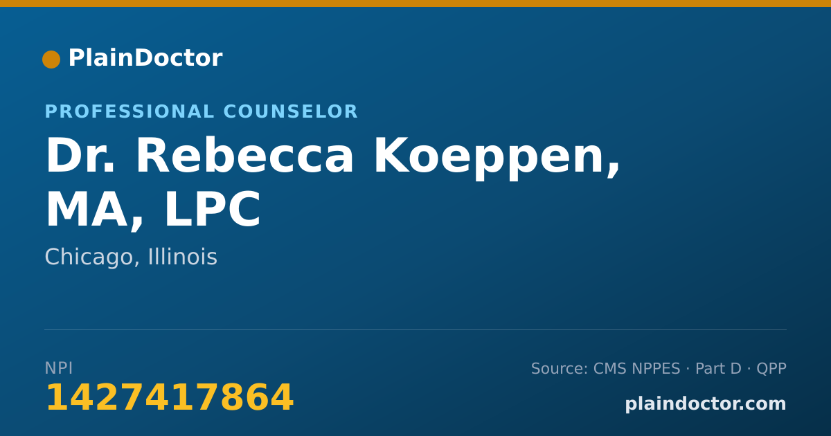 Shareable card for Rebecca Koeppen, MA, LPC - Professional Counselor, Chicago, IL